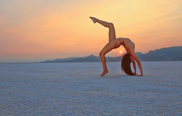 sunset on the salt flats artistic nude photo by photographer tdsimages