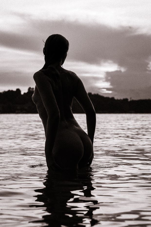 sunset silhouette artistic nude photo by model jordane