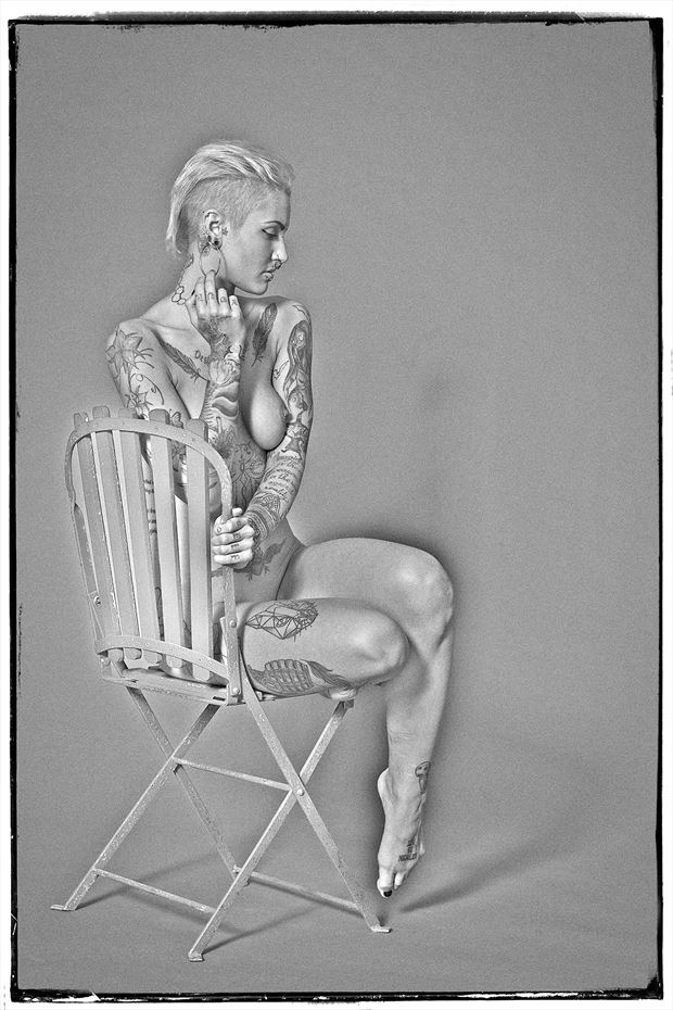 tattooed on chair artistic nude photo by photographer patricks art