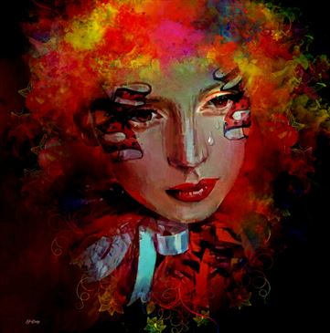 tears of a clown surreal artwork by artist gayle berry
