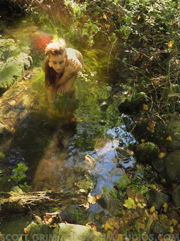 teenie in the stream artistic nude photo by artist scott grimando