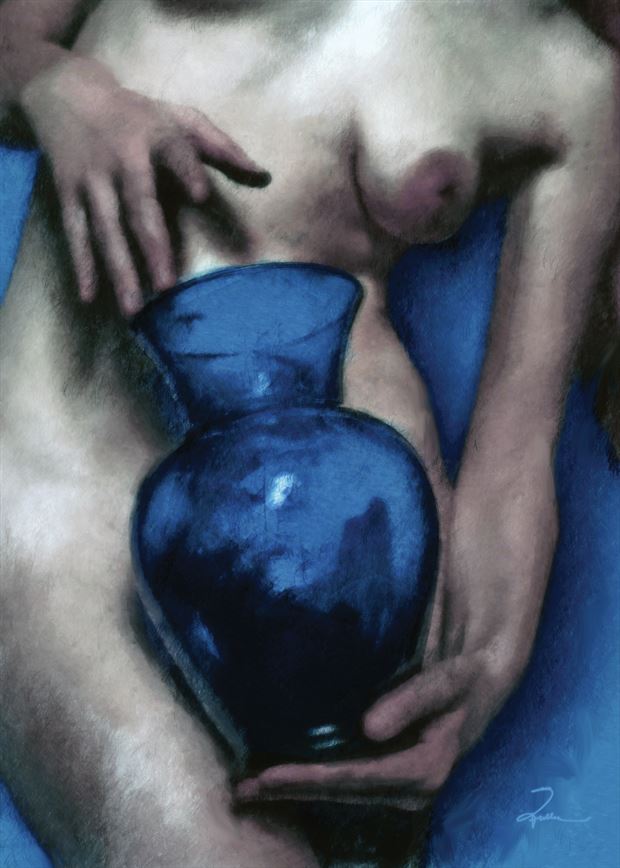 the blue vase artistic nude artwork by artist van evan fuller