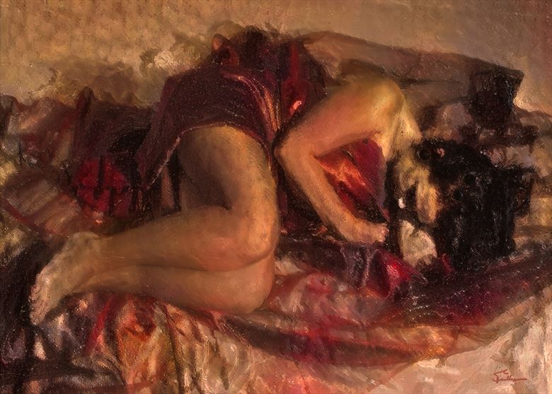 the crimson sleep chiaroscuro artwork by artist van evan fuller