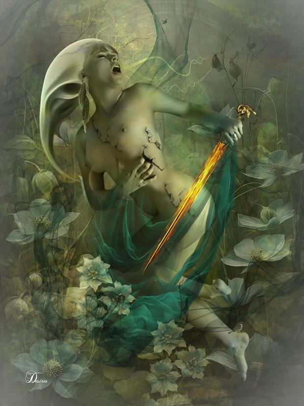the golden sword artistic nude artwork by artist digital desires