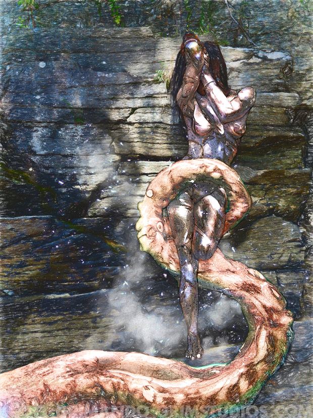 the ledges tentacle color sketch surreal artwork by artist scott grimando