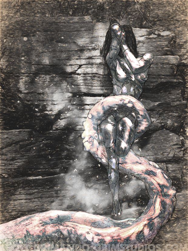 the ledges tentacle sketch surreal artwork by artist scott grimando
