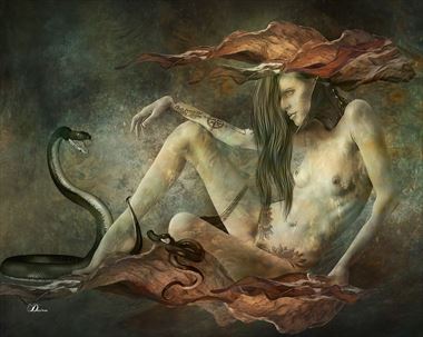 the serpent artistic nude artwork by artist digital desires
