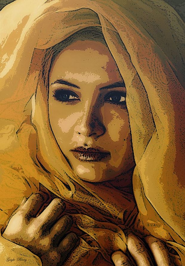 the woman in the yellow scarf fantasy artwork by artist gayle berry