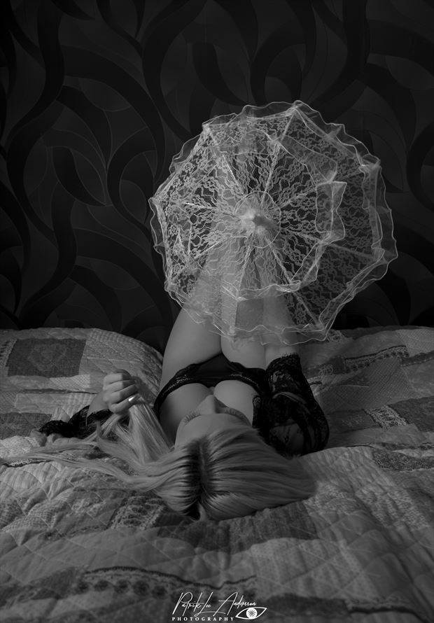 thinking in bed lingerie artwork by photographer patrik lee andersson