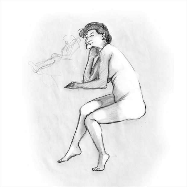 thinking woman artistic nude artwork by artist walgrover