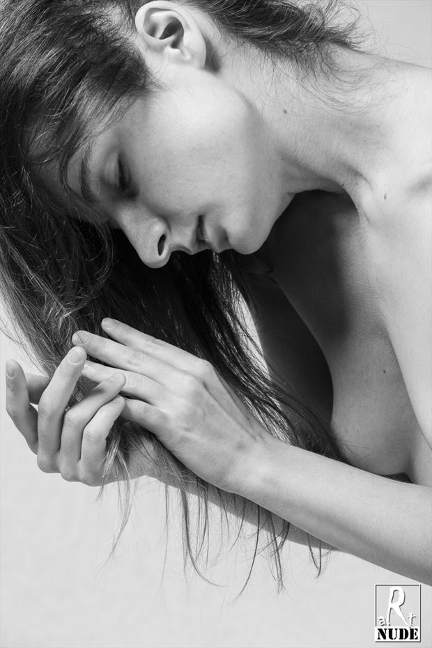 touching the hair artistic nude photo by model lileya