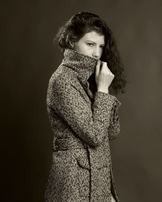 trish with coat vintage style photo by photographer lone shepherd