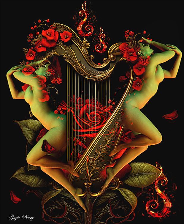 true soul of the harpist artistic nude artwork by artist gayle berry