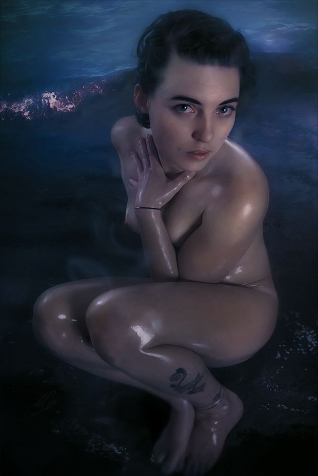 twilight sea artistic nude artwork by model megg bel