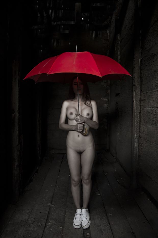 under an umbrella 002 artistic nude photo by photographer peter lik