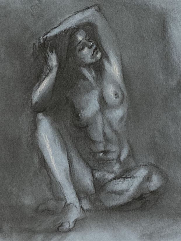 viktoria seated artistic nude artwork by artist edoism