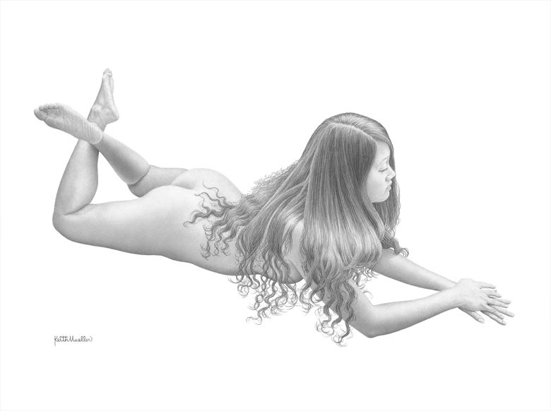 vivian 1 graphite pencil drawing artistic nude artwork by artist keith mueller