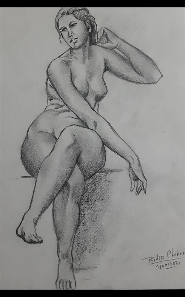 waiting for the love artistic nude artwork by artist pradip chakraborty