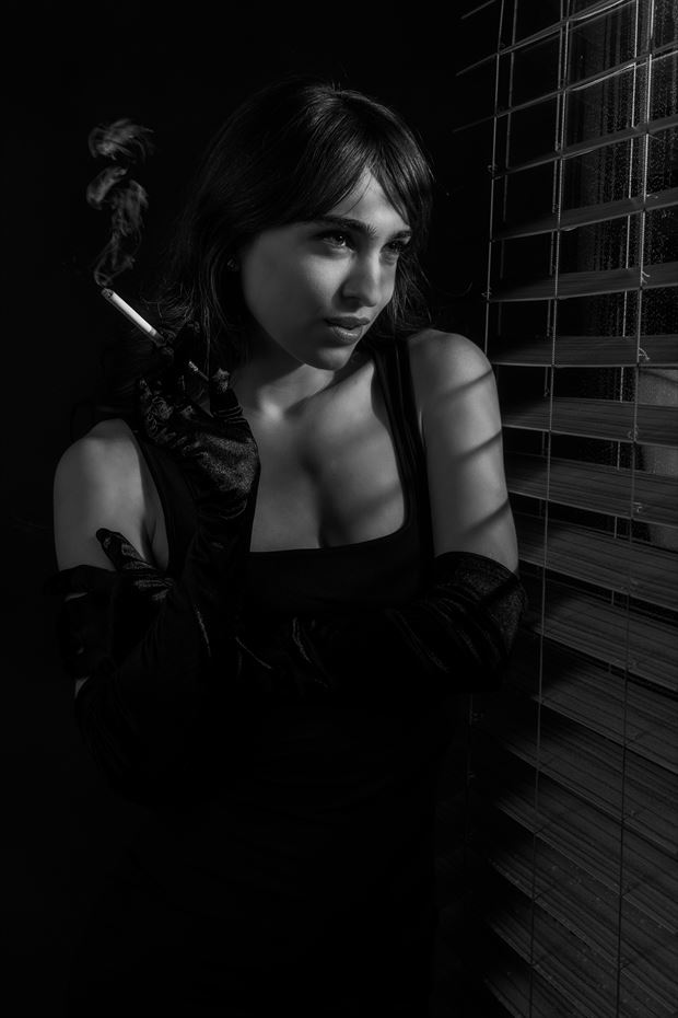 waiting in the window film noir cosplay photo by model ivythemuse