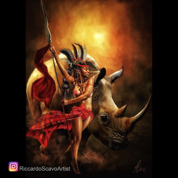 warrior artistic nude artwork by artist riccardo scavo