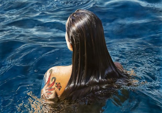 wet hair 3 tattoos artwork by artist johannes wessmark
