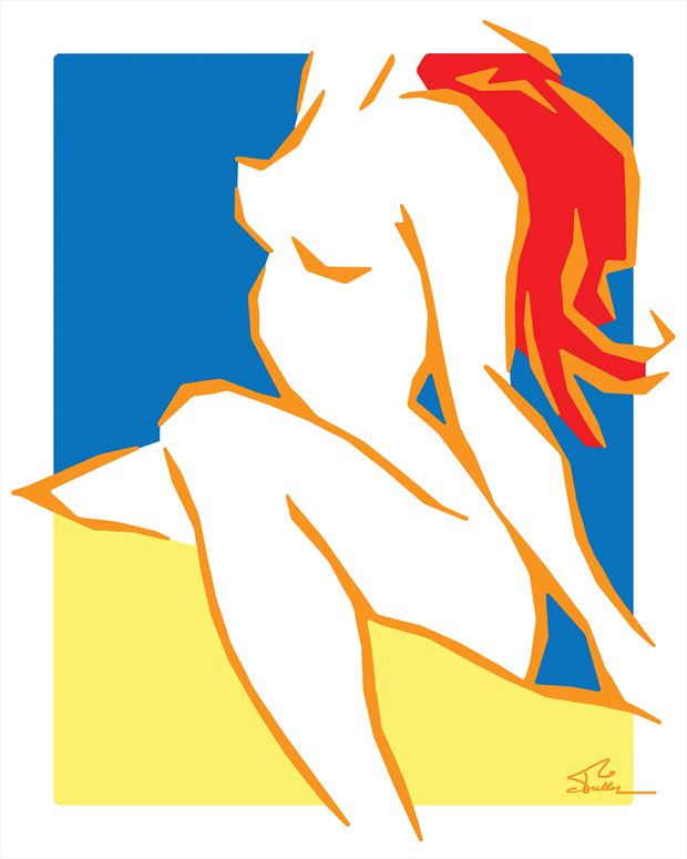 white red blue orange yellow artistic nude artwork by artist van evan fuller