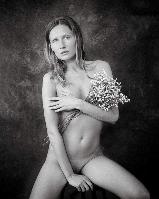 with flowers artistic nude artwork by photographer thomas berlin