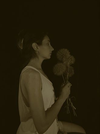 with flowers self portrait photo by artist lamuralla