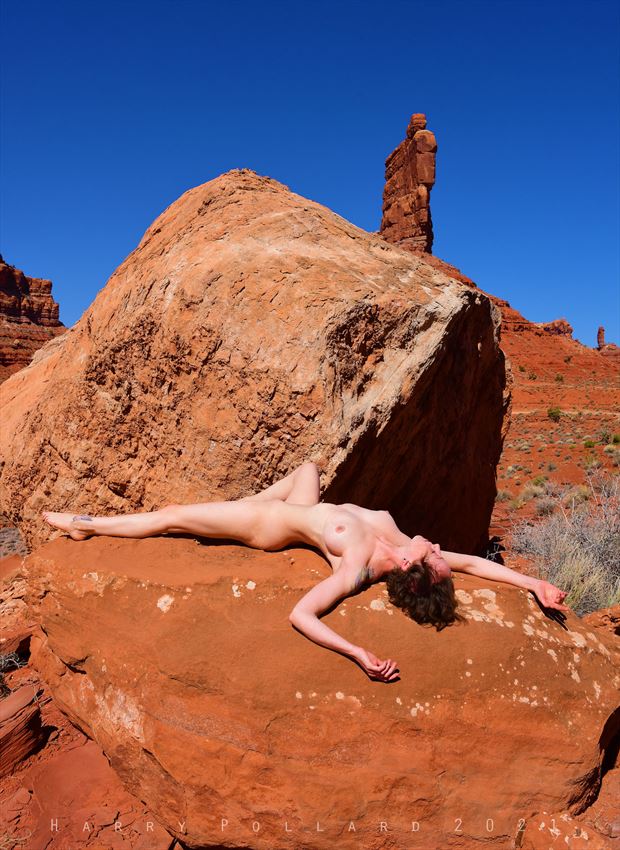 woman reposed on boulder artistic nude photo by photographer shootist