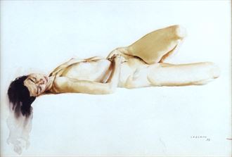 woman resting artistic nude artwork by artist quillango