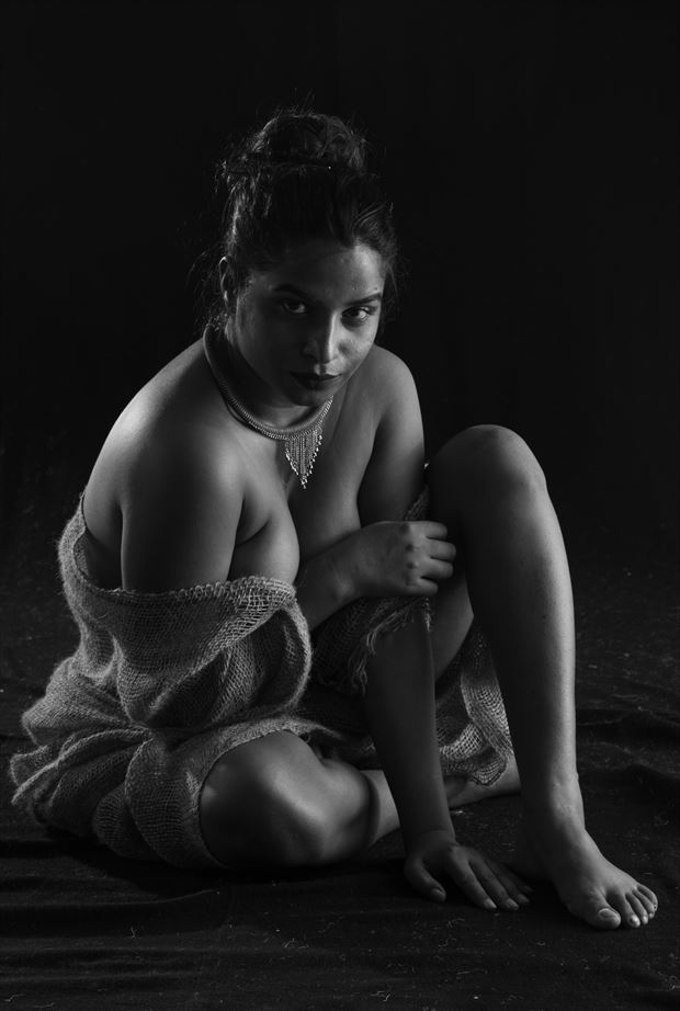 wrapped in raw jute fabric artistic nude photo by photographer inder gopal