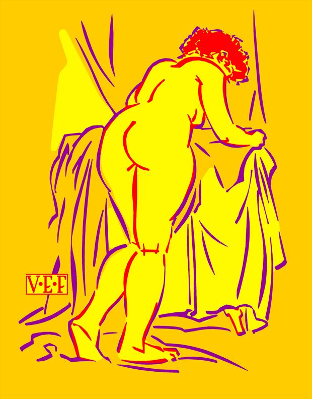 yellow girl artistic nude artwork by artist van evan fuller