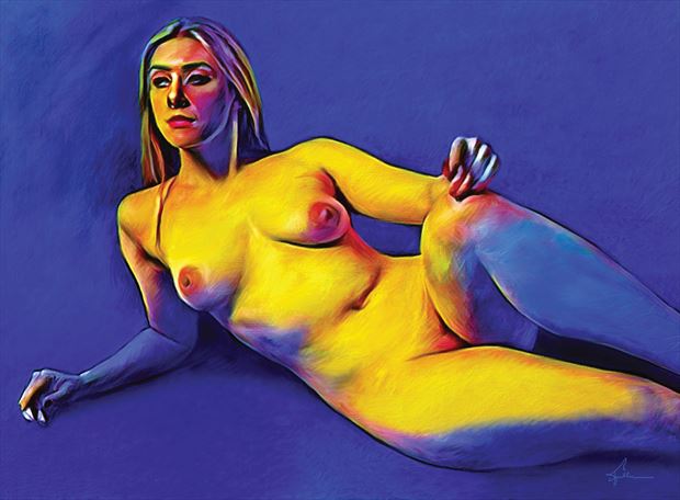 yellow odalisque artistic nude artwork by artist van evan fuller