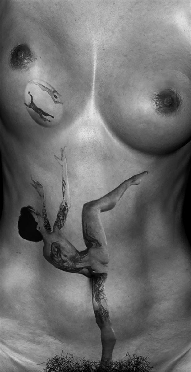 yin yang yoga artistic nude artwork by artist derbuettner
