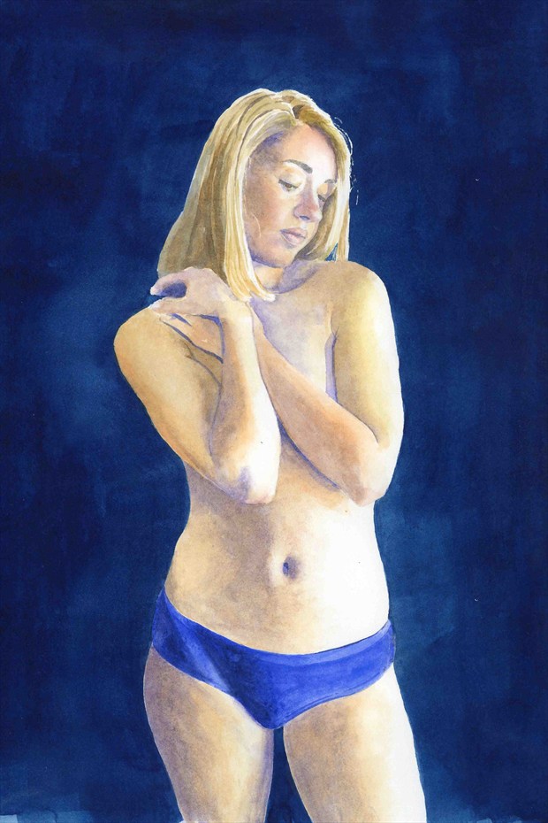 2012, Watercolor Artistic Nude Artwork print by Artist aquarellist