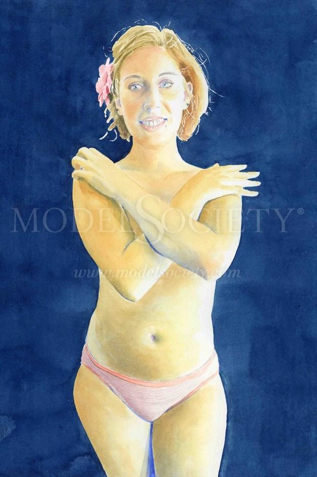 2014, Watercolor Artistic Nude Artwork print by Artist aquarellist