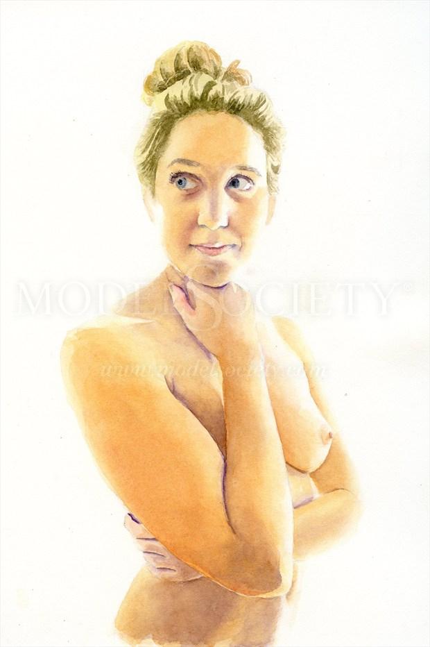 2015, Watercolor Artistic Nude Artwork print by Artist aquarellist