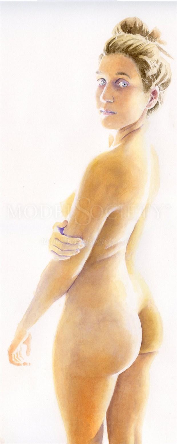 2015, Watercolor Artistic Nude Artwork print by Artist aquarellist