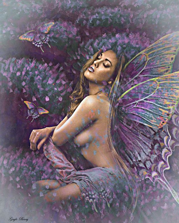amidst the lavender artistic nude artwork print by artist gayle berry