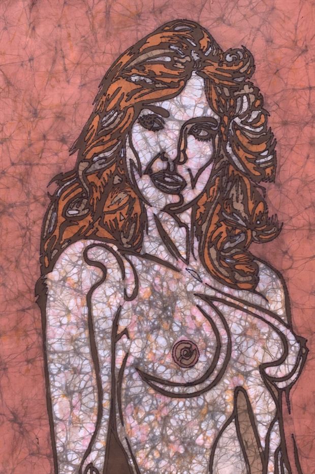 amy in crimson artistic nude artwork print by artist kevin houchin