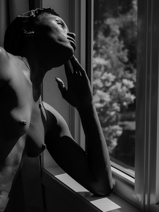 at the window artistic nude artwork print by photographer photo kubitza