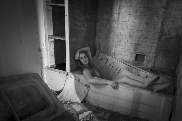 bathing in yesteryear artistic nude photo print by photographer opp_photog