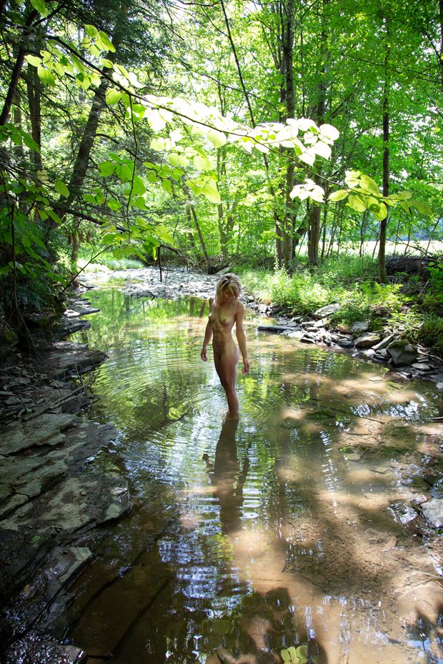 dappled creek artistic nude photo print by photographer michael grace martin