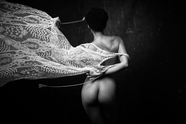 flying dress artistic nude artwork print by photographer j%C3%BCrgen weis