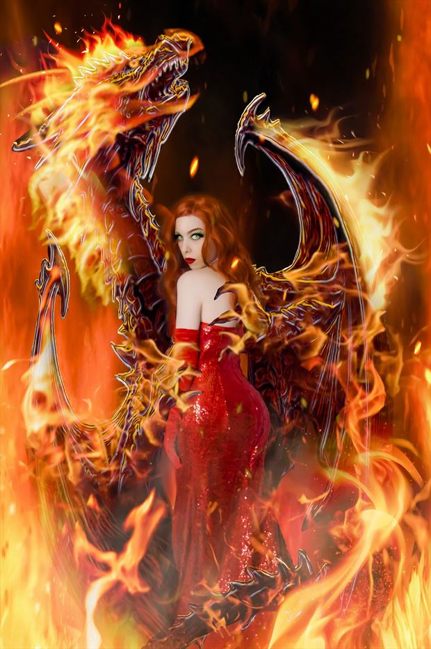 goddess of fire cosplay artwork print by model jadevamp1986