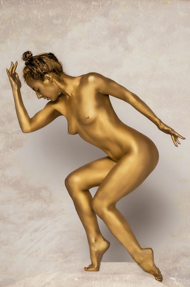 gold artistic nude photo print by photographer imooreimages