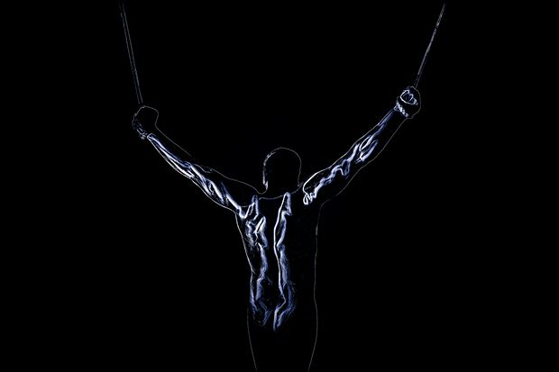 hanging man artistic nude photo print by photographer paul wright