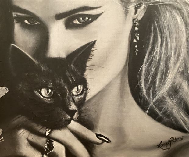 joue avec ma chatte sensual artwork print by artist leesa gray pitt