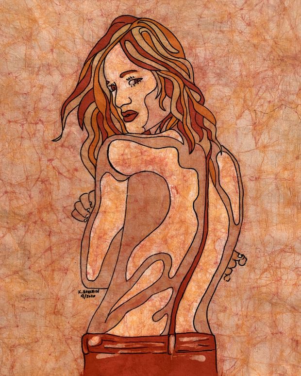 kyra mirage 2 implied nude artwork print by artist kevin houchin