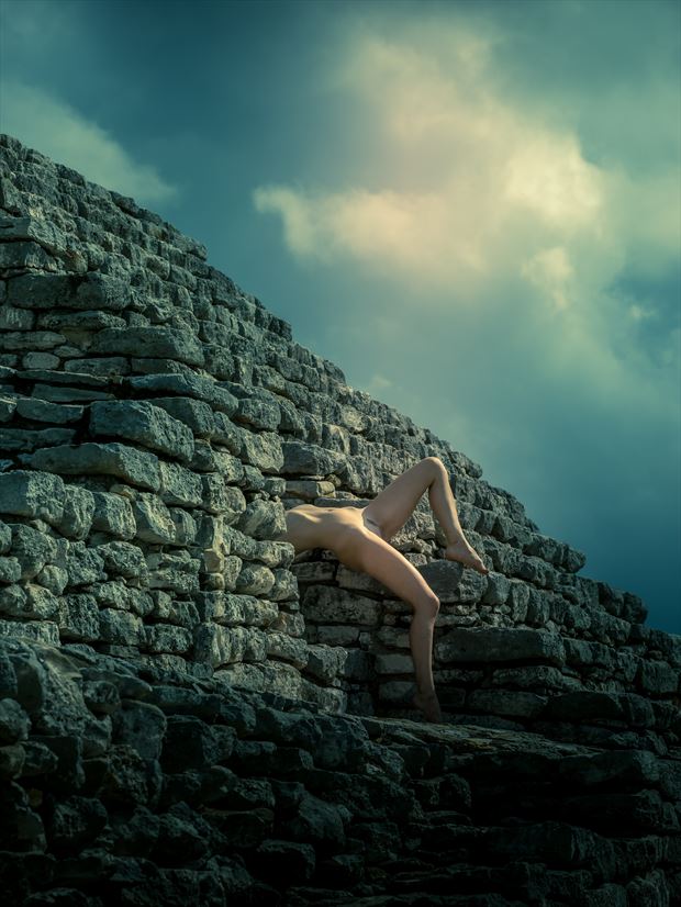 mayan ruins artistic nude photo print by photographer colinwardphotography